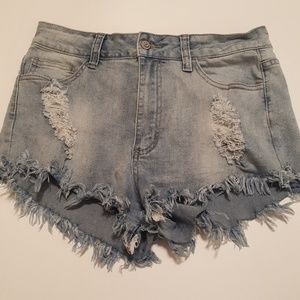Denim Frayed Shorts